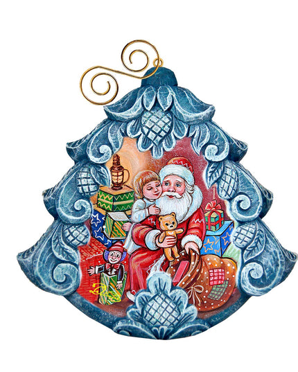 Gift Giver Santa Tree Sculpted Hand-Painted Christmas Ornament by G. DeBrekht - Christmas Santa Snowman Decor - 610275