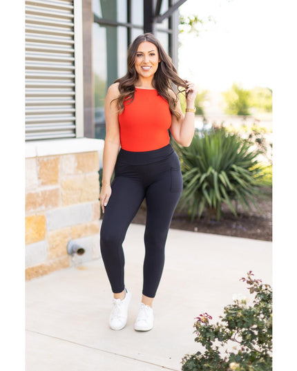 Ready to Ship  | The Alana - 7/8 Ankle Length BLACK Leggings with Pockets