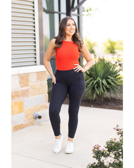 Ready to Ship  | The Alana - 7/8 Ankle Length BLACK Leggings with Pockets