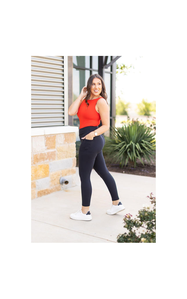 Ready to Ship  | The Alana - 7/8 Ankle Length BLACK Leggings with Pockets