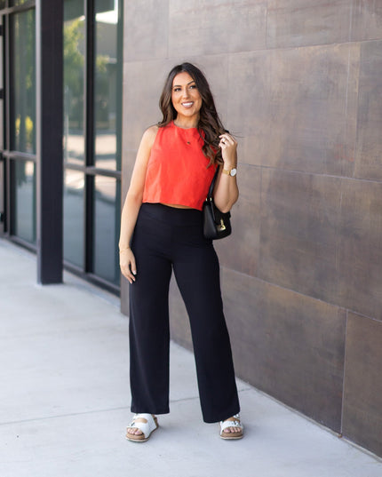 Ready to Ship | The Brooke - Black Wide Leg Full-Length with Pockets - Luxe Leggings by Julia Rose®