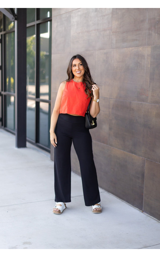 Ready to Ship | The Brooke - Black Wide Leg Full-Length with Pockets - Luxe Leggings by Julia Rose®