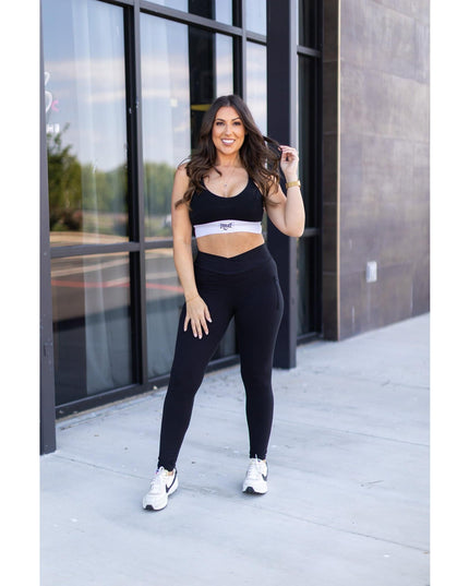 Ready to Ship |  The Stephanie - Crossover BLACK Pocket Full Length Leggings