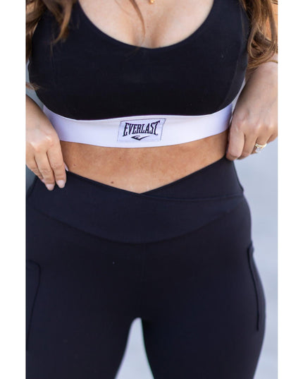 Ready to Ship |  The Stephanie - Crossover BLACK Pocket Full Length Leggings