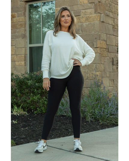 Ready to Ship | The Lilla -   Black FLEECE Full Length Leggings with Pockets