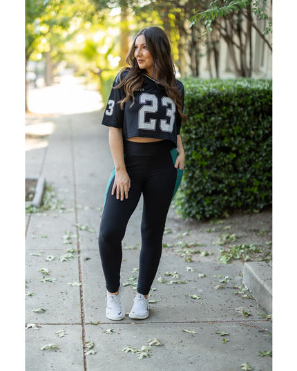 Ready to Ship | The Gracie- Green Panel Full Length Leggings