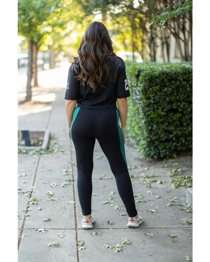 Ready to Ship | The Gracie- Green Panel Full Length Leggings