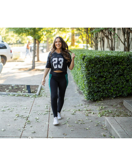 Ready to Ship | The Gracie- Green Panel Full Length Leggings