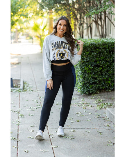 Ready to Ship | The Billie- Blue Panel Full Length Leggings