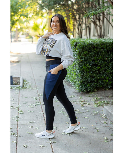 Ready to Ship | The Billie- Blue Panel Full Length Leggings