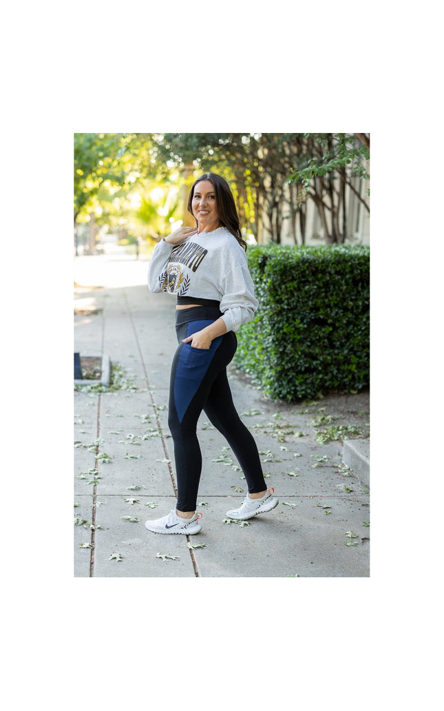 Ready to Ship | The Billie- Blue Panel Full Length Leggings