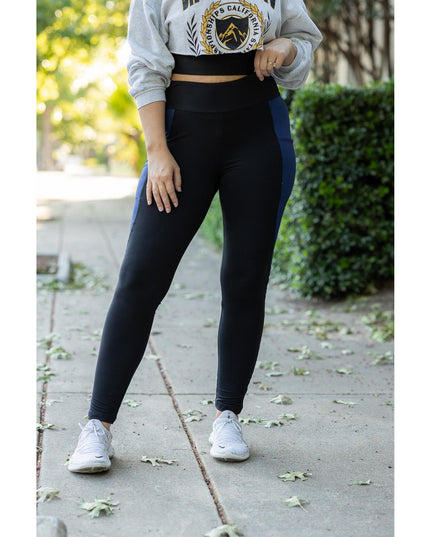 Ready to Ship | The Billie- Blue Panel Full Length Leggings