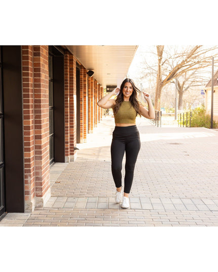 Ready to Ship  | The Adriana - Tummy Control Full Length Leggings with Pockets