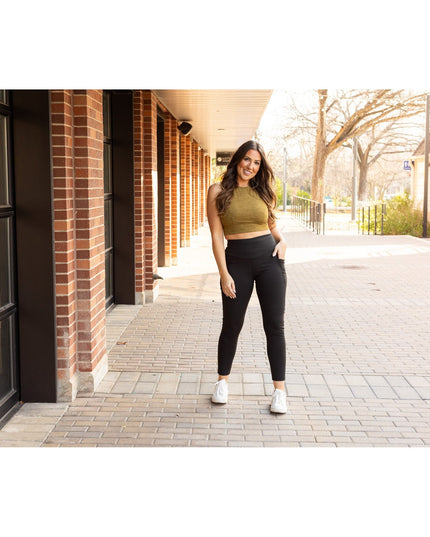 Ready to Ship  | The Adriana - Tummy Control Full Length Leggings with Pockets