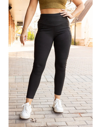 Ready to Ship  | The Adriana - Tummy Control Full Length Leggings with Pockets