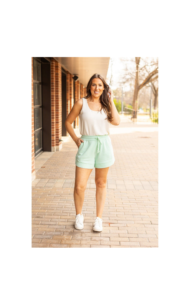 Ready to Ship | The Emelia Terry Cloth Shorts - Mint