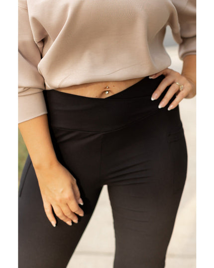 Ready to Ship | The Liz - Crossover Bootcut Leggings with Pockets