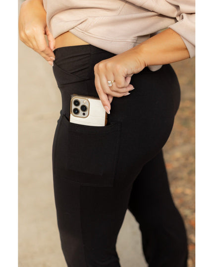 Ready to Ship | The Liz - Crossover Bootcut Leggings with Pockets