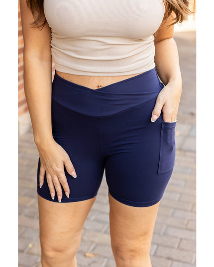 Ready to Ship | The Abby - NAVY Crossover Biker 5 Shorts  R2 - Luxe Leggings by Julia Rose®