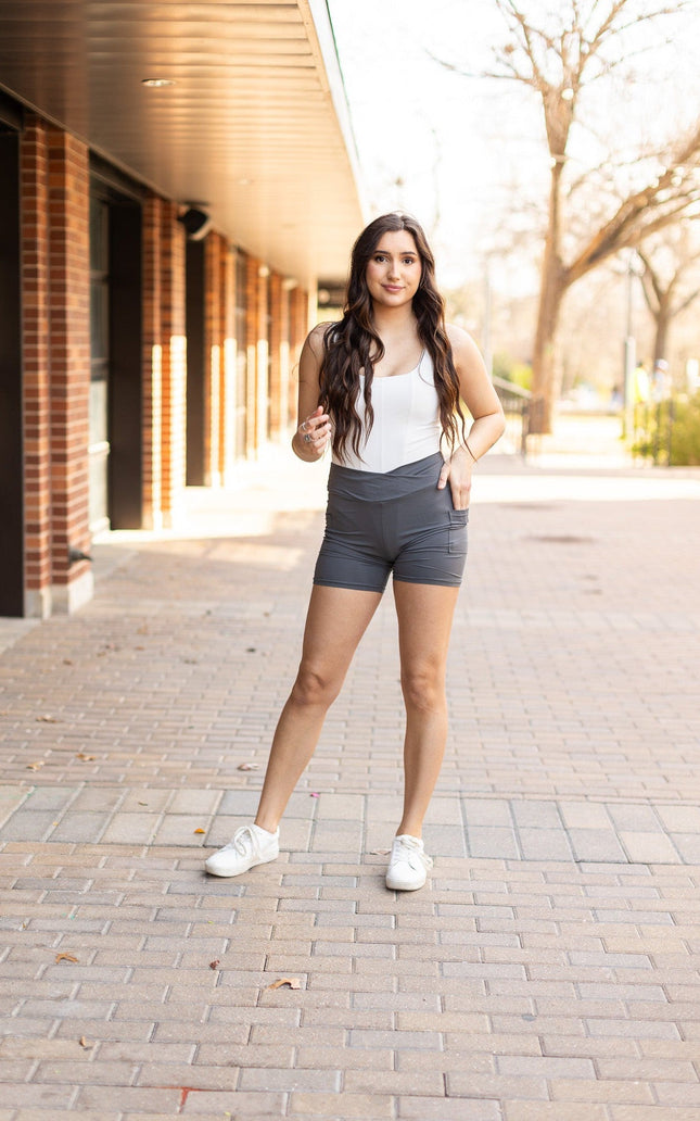 Ready to Ship  | The Caleigh - Charcoal Crossover Biker 5 Shorts