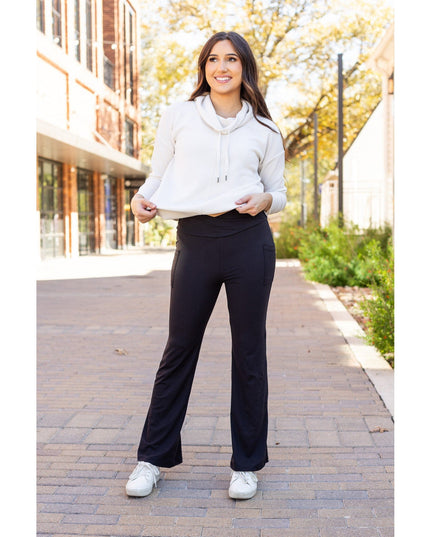 Ready to Ship | The Liz - Crossover Bootcut Leggings with Pockets