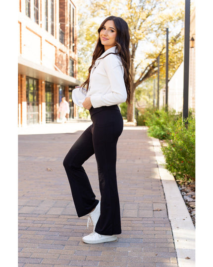Ready to Ship | The Liz - Crossover Bootcut Leggings with Pockets