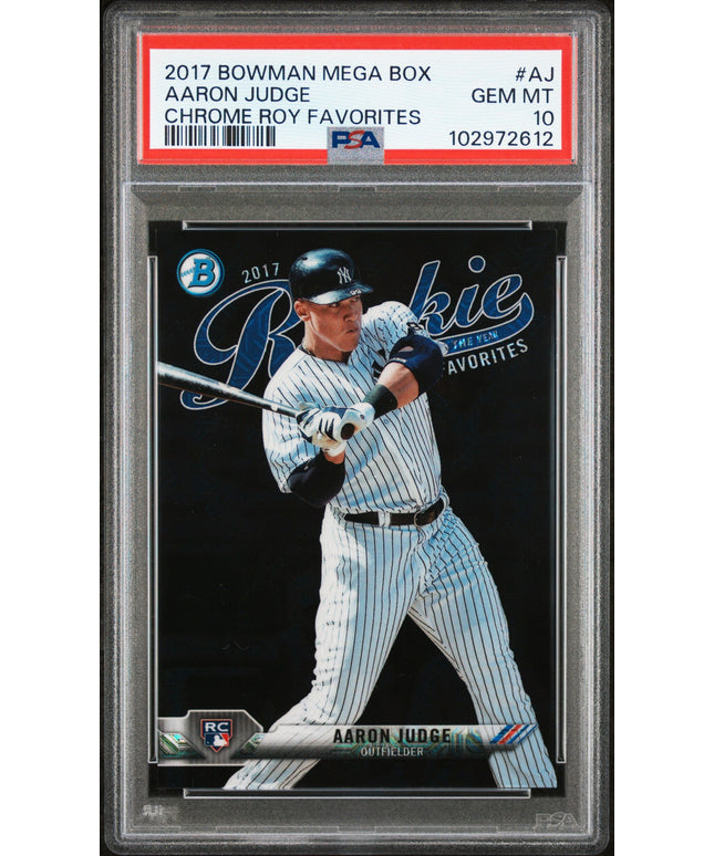 Graded 2017 Topps Bowman Mega Box Aaron Judge #AJ Chrome ROY Favorites Rookie RC Baseball Card PSA 10 Gem Mint