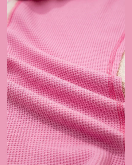 Color Block Button Detail Hoodie