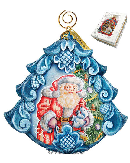 Gift Giving Pleasure Sculpted Hand-Painted Christmas Ornament by G. DeBrekht - Christmas Santa Snowman Décor - 610271