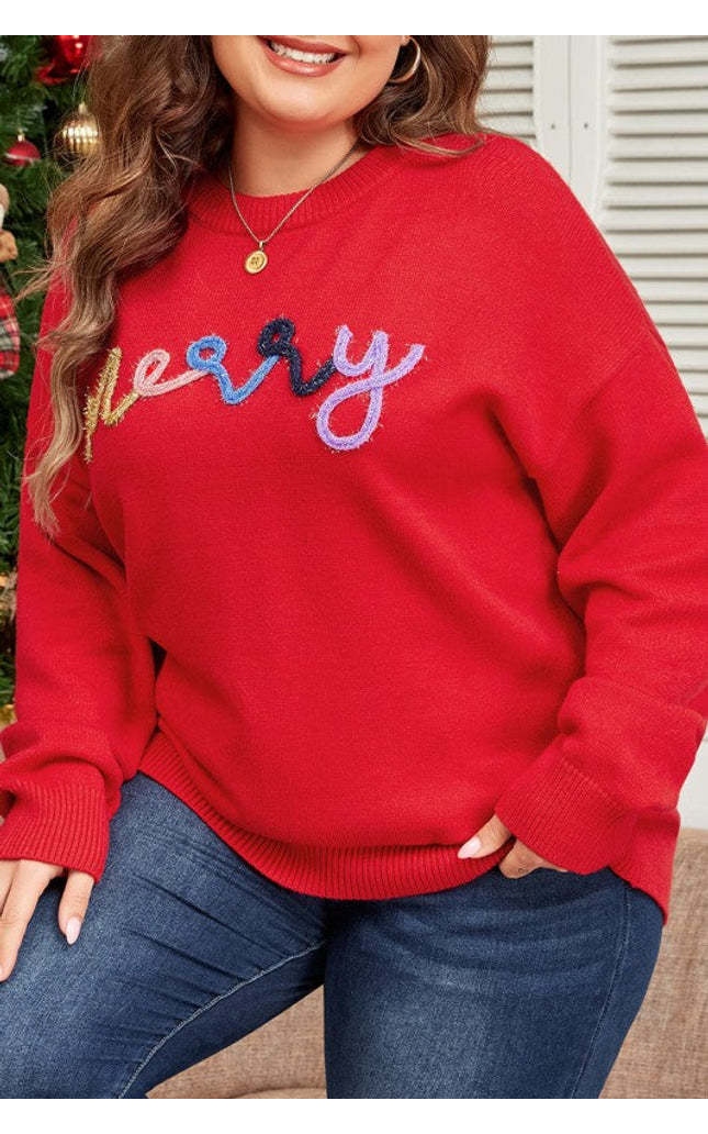 Plus Size Christmas Merry Tinsel Sweater