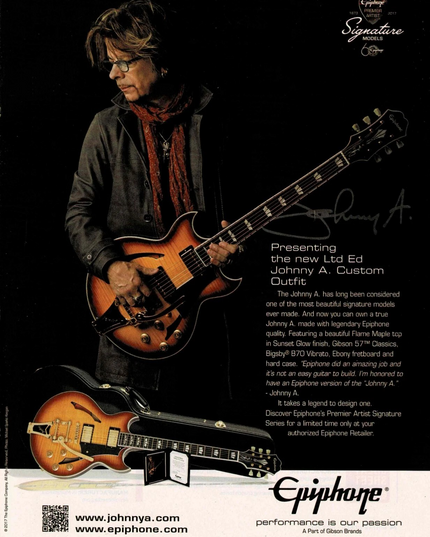 EPIPHONE GUITARS - JOHNNY A - 2017 Print Advertisement