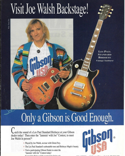 Gibson Guitars - Birdseye - Joe Walsh - 1994 Print Advertisement