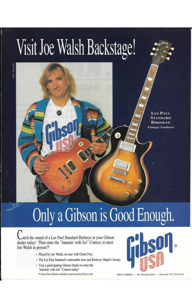 Gibson Guitars - Birdseye - Joe Walsh - 1994 Print Advertisement
