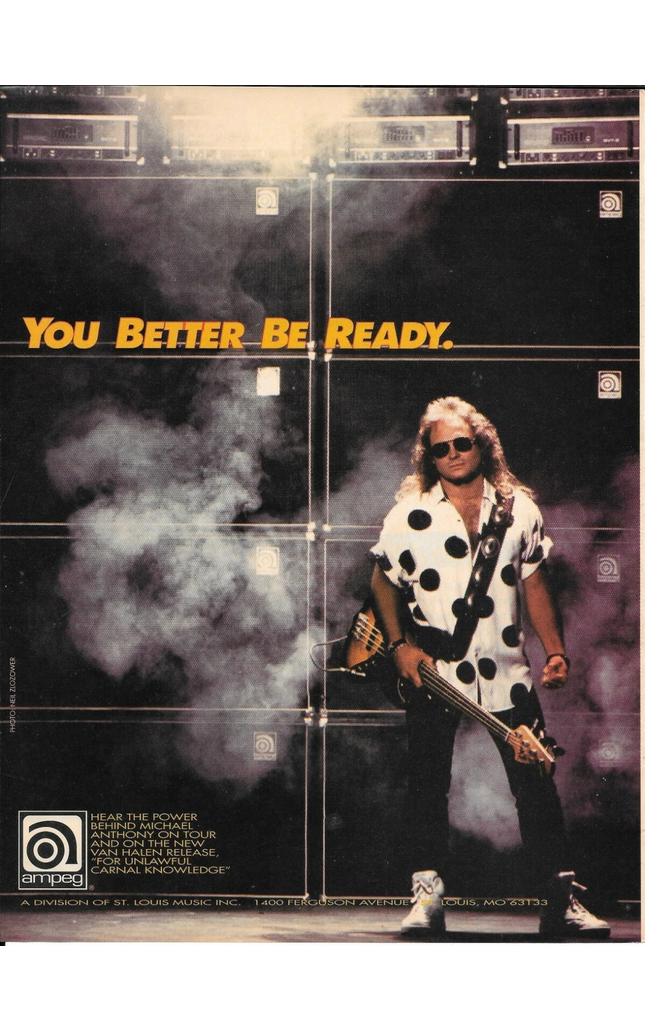 AMPEG AMPS - MICHAEL ANTHONY of VAN HALEN - 1991 Print Advertisement