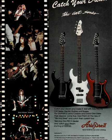 BRIAN MOORE - ARIA PRO II GUITARS - CAT SERIES - 1986 Print Ad