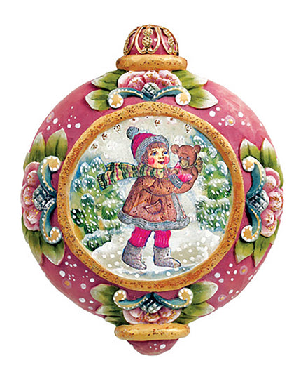 Girl Teddy Bear Sculpted Hand-Painted Christmas Ornament by G.DeBrekht - 6102423