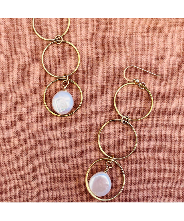 SAIL COIN PEARL EARRINGS