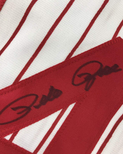 Autographed/Signed Pete Rose Cincinnati Pinstripe Baseball Jersey JSA COA