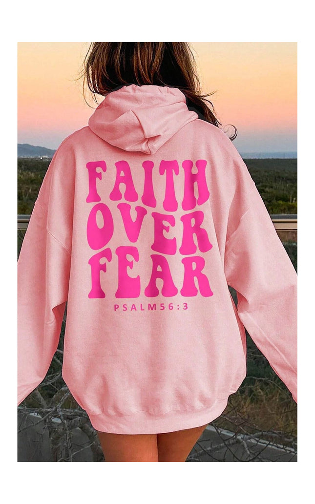 Women Faith Over Fear Dropped Shoulder Hoodie
