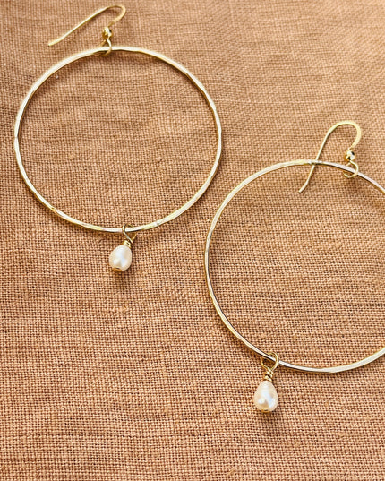 TINY PEARL HOOP EARRINGS