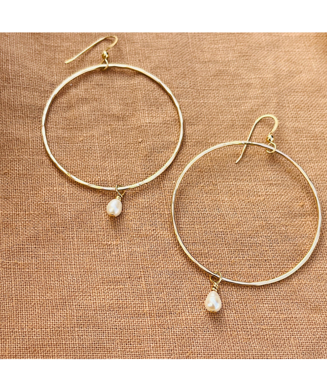 TINY PEARL HOOP EARRINGS