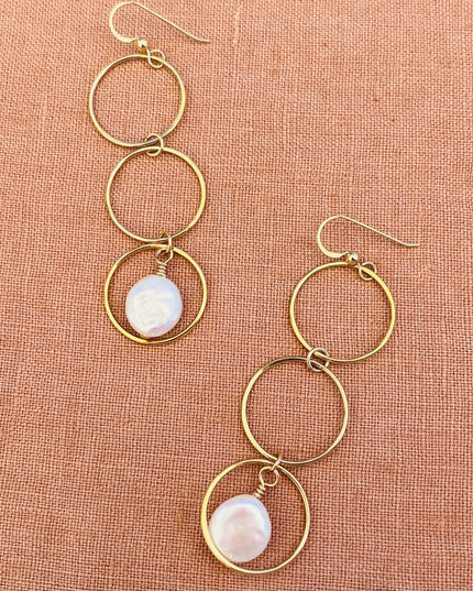 SAIL COIN PEARL EARRINGS