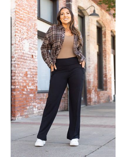 Ready to Ship | The Brooke - Black Wide Leg Full-Length with Pockets - Luxe Leggings by Julia Rose®