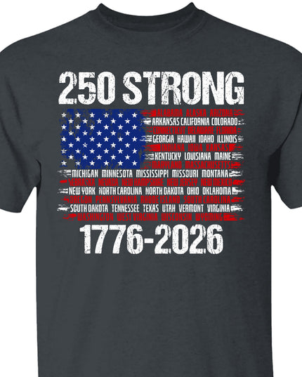 250 Years Strong 1776-2026 Shirt | Happy 250th Birthday USA | Patriotic 4th Of July Tee | America 250th Anniversary | Independence Day Shirt 682544