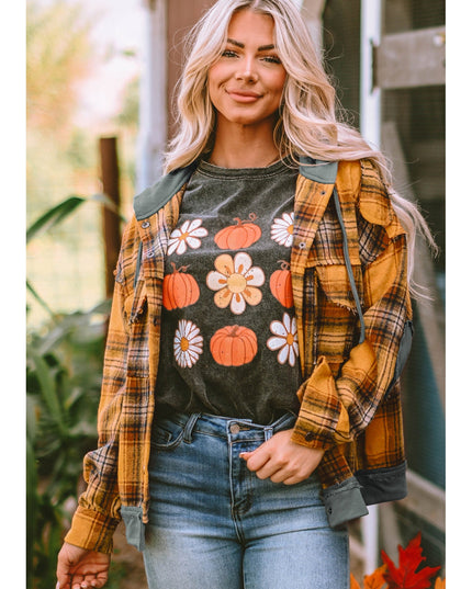 Plaid Hooded Button Front Jacket