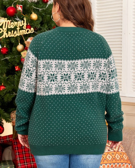 Plus Size Christmas Snowflake Crewneck Sweater