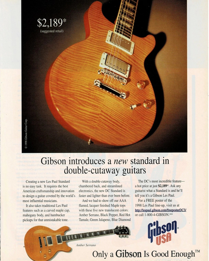 Gibson Guitars - Double Cutaway - Amber Serrano - 1998 Print Advertisement