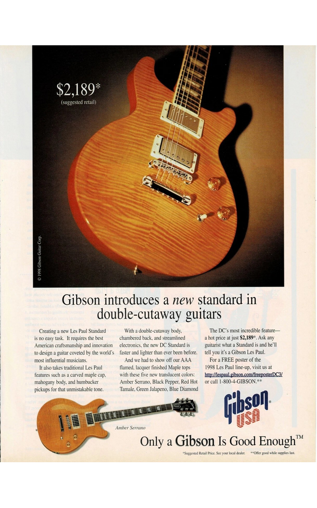 Gibson Guitars - Double Cutaway - Amber Serrano - 1998 Print Advertisement