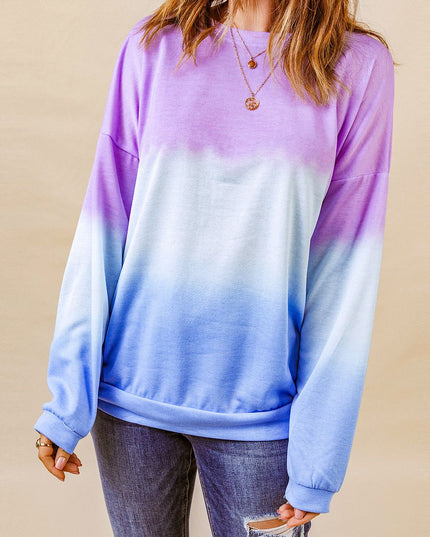 Women Tie-Dye Drop Shoulder Round Neck Sweatshirt