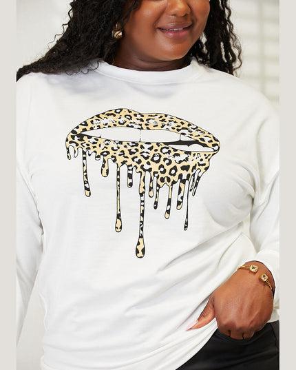 Women Simply Love Graphic Dropped Shoulder Round Neck Sweatshirt